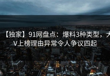 【独家】91网盘点：爆料3种类型，大V上榜理由异常令人争议四起