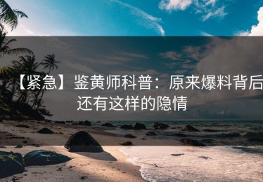 【紧急】鉴黄师科普：原来爆料背后还有这样的隐情