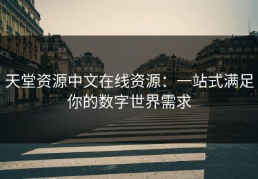 天堂资源中文在线资源：一站式满足你的数字世界需求