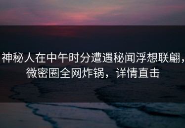 神秘人在中午时分遭遇秘闻浮想联翩，微密圈全网炸锅，详情直击
