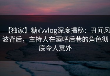 【独家】糖心vlog深度揭秘：丑闻风波背后，主持人在酒吧后巷的角色彻底令人意外