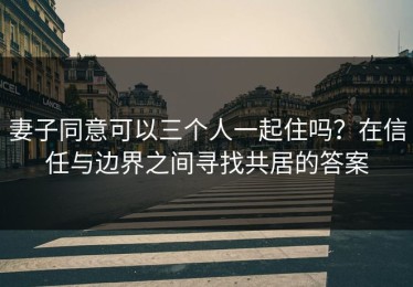 妻子同意可以三个人一起住吗？在信任与边界之间寻找共居的答案