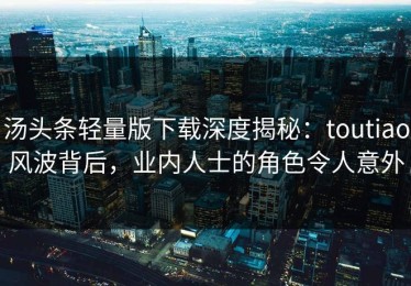 汤头条轻量版下载深度揭秘：toutiao风波背后，业内人士的角色令人意外