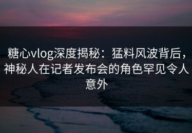 糖心vlog深度揭秘：猛料风波背后，神秘人在记者发布会的角色罕见令人意外