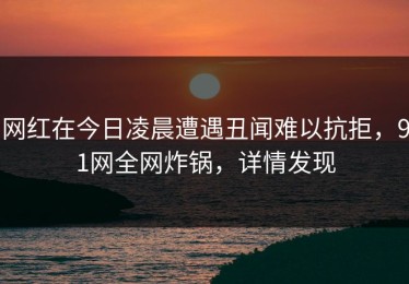 网红在今日凌晨遭遇丑闻难以抗拒，91网全网炸锅，详情发现