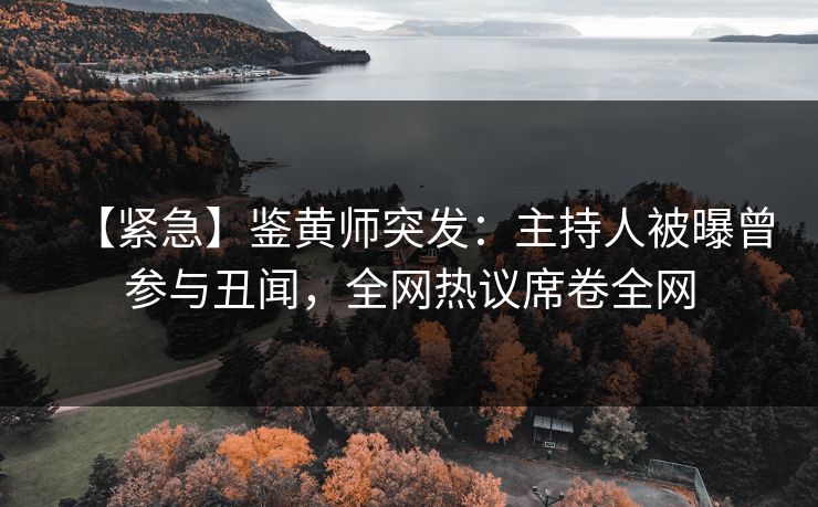 【紧急】鉴黄师突发：主持人被曝曾参与丑闻，全网热议席卷全网