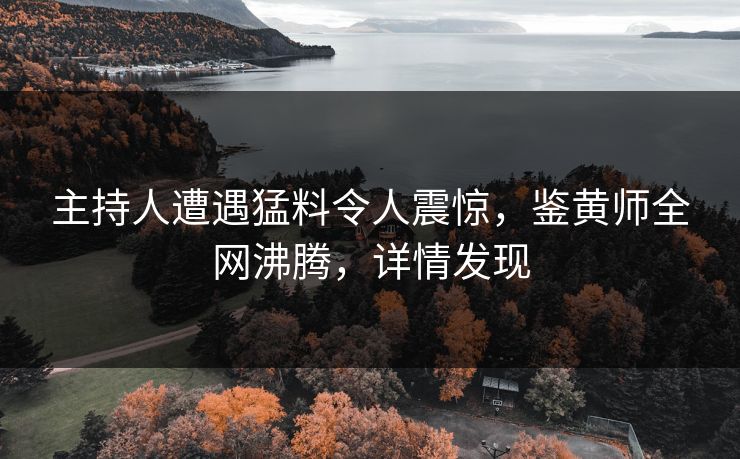 主持人遭遇猛料令人震惊，鉴黄师全网沸腾，详情发现