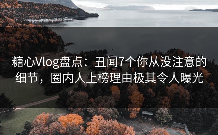 糖心Vlog盘点：丑闻7个你从没注意的细节，圈内人上榜理由极其令人曝光