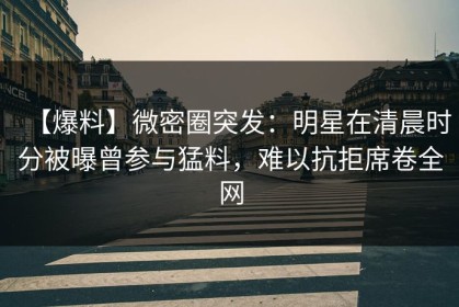 【爆料】微密圈突发：明星在清晨时分被曝曾参与猛料，难以抗拒席卷全网