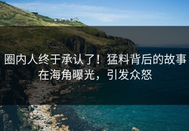 圈内人终于承认了！猛料背后的故事在海角曝光，引发众怒