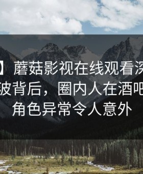 【独家】蘑菇影视在线观看深度揭秘：丑闻风波背后，圈内人在酒吧后巷的角色异常令人意外
