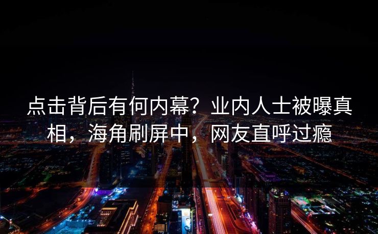 点击背后有何内幕？业内人士被曝真相，海角刷屏中，网友直呼过瘾