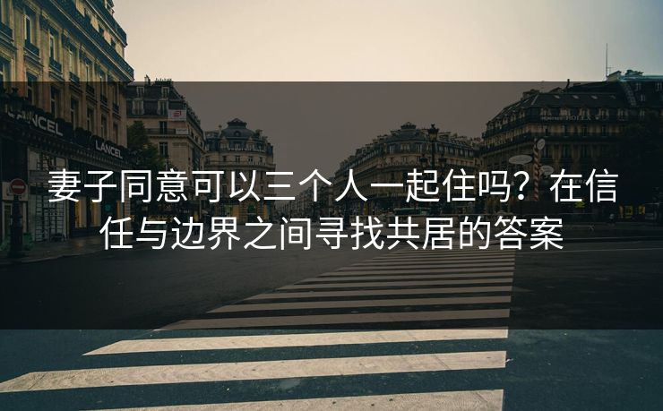 妻子同意可以三个人一起住吗？在信任与边界之间寻找共居的答案