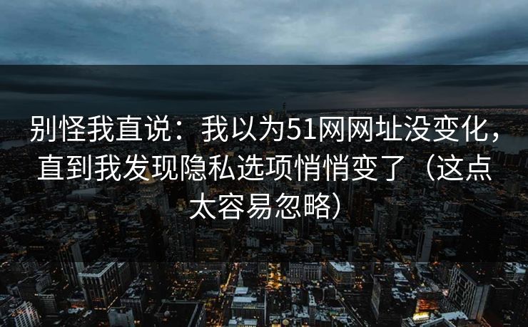 别怪我直说:我以为51网网址没变化,直到我发现隐私选项悄悄变了(这点太容易忽略) 别怪我直说:我以为51网网址没变化,直到我发现隐私选项悄悄变了(这点太容易忽略)